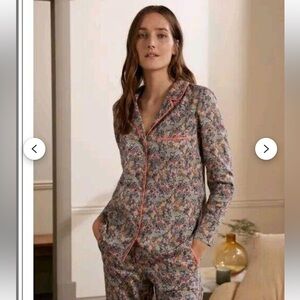 Boden Womens Pajama Top Floral Long Sleeve Button Up Size 8